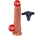 Özel Dokulu Ultra Gerçekci Çift Katmanlı Yumuşak 20 Cm Realistik Kemerli Penis