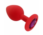 Özel Kırmızı Silikon Lüks Taşlı Küçük Boy Anal Plug