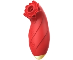 Red Flower Sucking Silikon 10 Modlu Titreşim ve Emiş Modlu Şarj Edilebilir Vibratör
