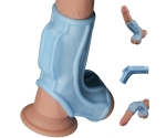 Ridge Knights Ring Titreşimli Testis ve Yarım Penis Kılıfı Mavi