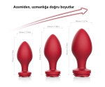 Rosa 3 Farklı Boy ve Kalınlıkta Gül Desenli Yumuşak Anal Plug Seti