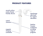 Satisfyer Double Wand-er Connect White App Kontrollü Ekstra Başlıklı Güçlü Titreşimli Masaj Aleti Vibratör