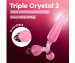 Satisfyer Triple Crystal 2 Pembe Cam Dildo