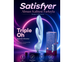Satisfyer Triple Oh Light Blue 3 Güçlü Motorlu Titreşimli G-Spot Rabbit Vibratör 