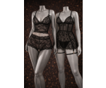 Siyah Dantel Detaylı Göğüs Dekolteli Ve Crop Bralet Yüksek Bel Transparan Şort Takımı Avantajlı 2 li Paket