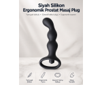 Siyah Silikon Ergonomik Anal Plug ve Prostat Masaj Vibratör