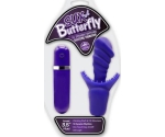 Sux Butterfly Klitoral Uyarıcılı Tırtıklı Led Işıklı Titreşimli Mor Silikon Vibratör