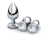 Taşlı 3 Farklı Boyutta Metal Anal Plug Seti