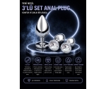 Taşlı 3 Farklı Boyutta Metal Anal Plug Seti