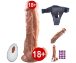 Trumpet 19 Cm Özel Sıvı Silikon 20 Modlu Titreşimli Kumandalı Şarj Edilebilir Kemerli Penis