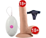 Ultra Yumuşak Özel Dokulu 22 Cm Titreşimli Realistik Strap On Penis