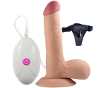 Ultra Yumuşak Özel Dokulu 22 Cm Titreşimli Realistik Strap On Penis