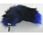 Uzun Siyah & Mavi Kuyruklu Küçük Boy Metal Anal Plug