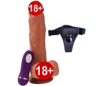 Victor 20 Cm 10 Fonksiyonlu Titreşimli Ultra Yumuşak Belden Bağlamalı Realistik Penis