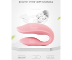Wowyes 2U Kumandalı Çiftlere Özel 8 Modlu Titreşimli Şarjlı Pembe Vibratör Wowyes 2U Kumandalı Çiftlere Özel 8 Modlu Titreşimli Şarjlı Pembe Vibratör