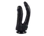 Damarlı 23 Cm Yumuşak Double Realistik Siyah Dildo