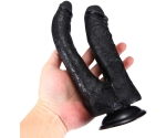 Damarlı 23 Cm Yumuşak Double Realistik Siyah Dildo