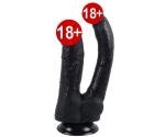 Damarlı 23 Cm Yumuşak Double Realistik Siyah Dildo