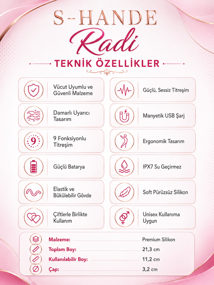 Radi 9 Modlu Titreşimli G-Bölgesi ve Klitoris Ultra Güçlü Çift Motorlu Vibratör