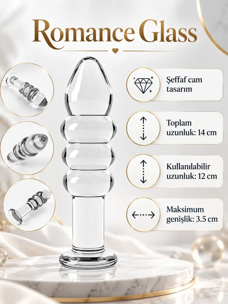 Romance Glass Boğumlu Cam Dildo