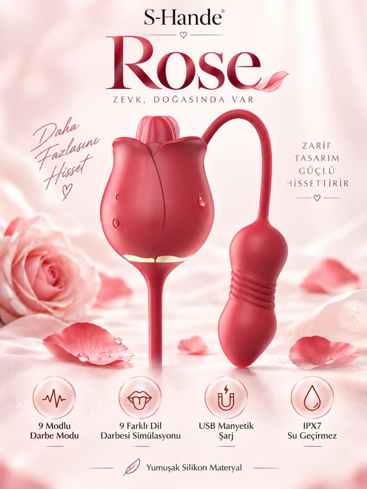 Rose Pro Mini Hareketli ve Dil Darbeli 2 Li Tasarım Vibratör