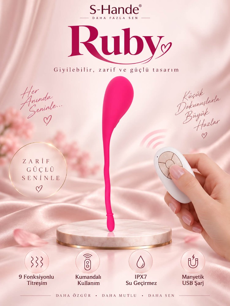 Ruby 9 Modlu Titreşimli Kumandalı Giyilebilen Şarjlı Vibratör
