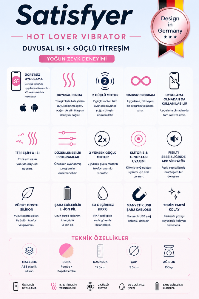 Satifyer Hot Lover G-Bölgesi ve Klitoris Uyarıcı Telefon Kontrollü Isıtmalı Vibratör