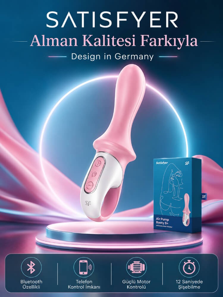 Satisfyer Air Pump Booty 5+ Red App Kontrol Ve Şişebilen&Titreşimli Vibratör