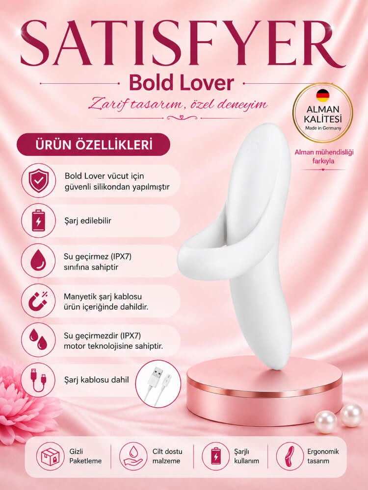 Satisfyer Bold Lover White 12 Farklı Titreşim Modlu Parmak Vibratörü 