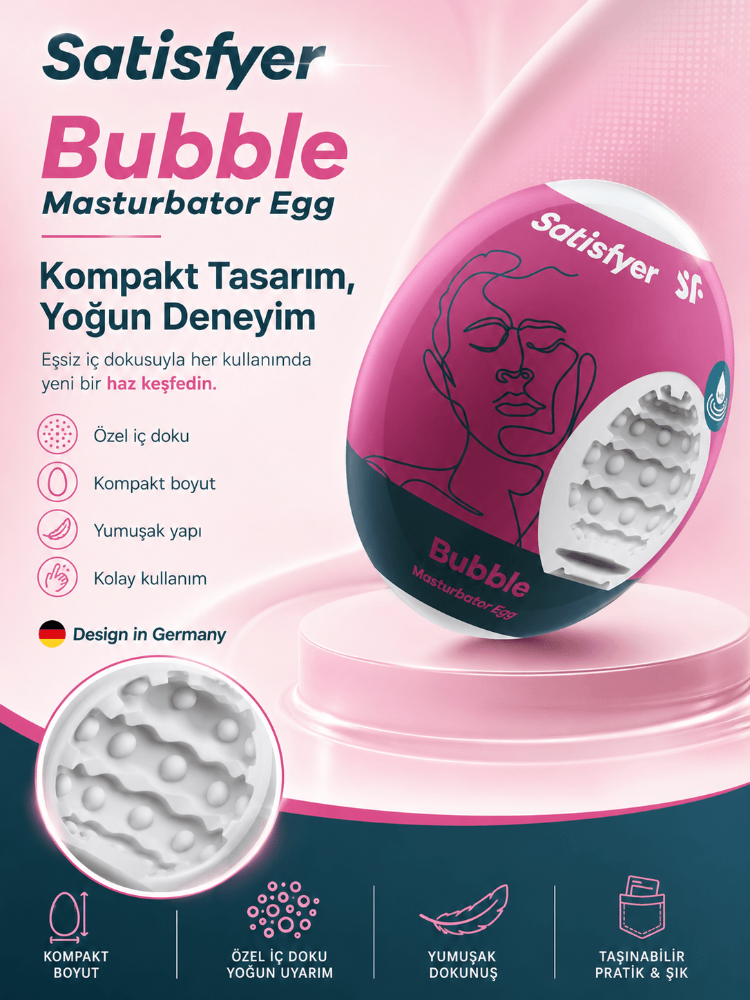 Satisfyer Bubble 3 Kullanımlık İçi Tırtıklı Yapay Mastürbatör
