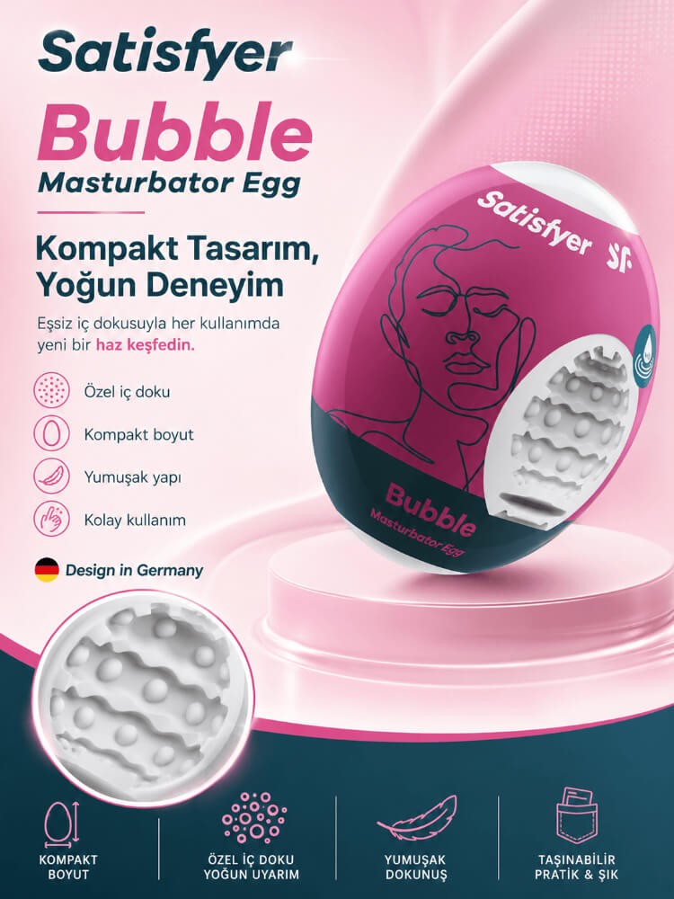Satisfyer Bubble 3 Kullanımlık İçi Tırtıklı Yapay Mastürbatör