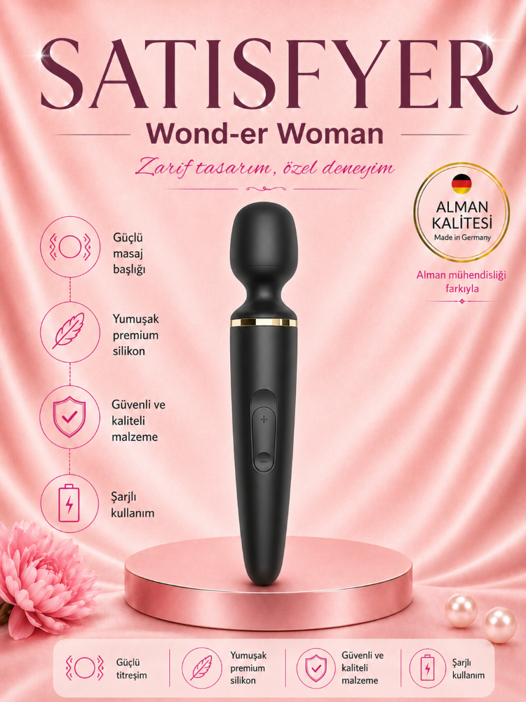 Satisfyer Büyük Boy Siyah 50 Modlu Titreşimli Güçlü Masaj Aleti Vibratör