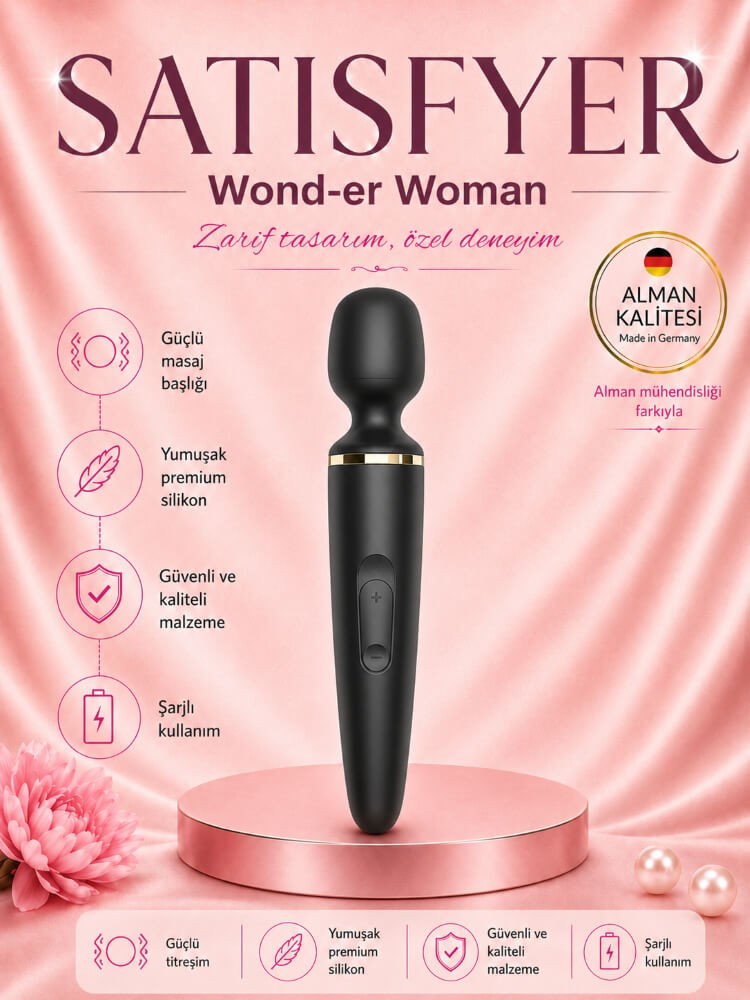 Satisfyer Büyük Boy Siyah 50 Modlu Titreşimli Güçlü Masaj Aleti Vibratör