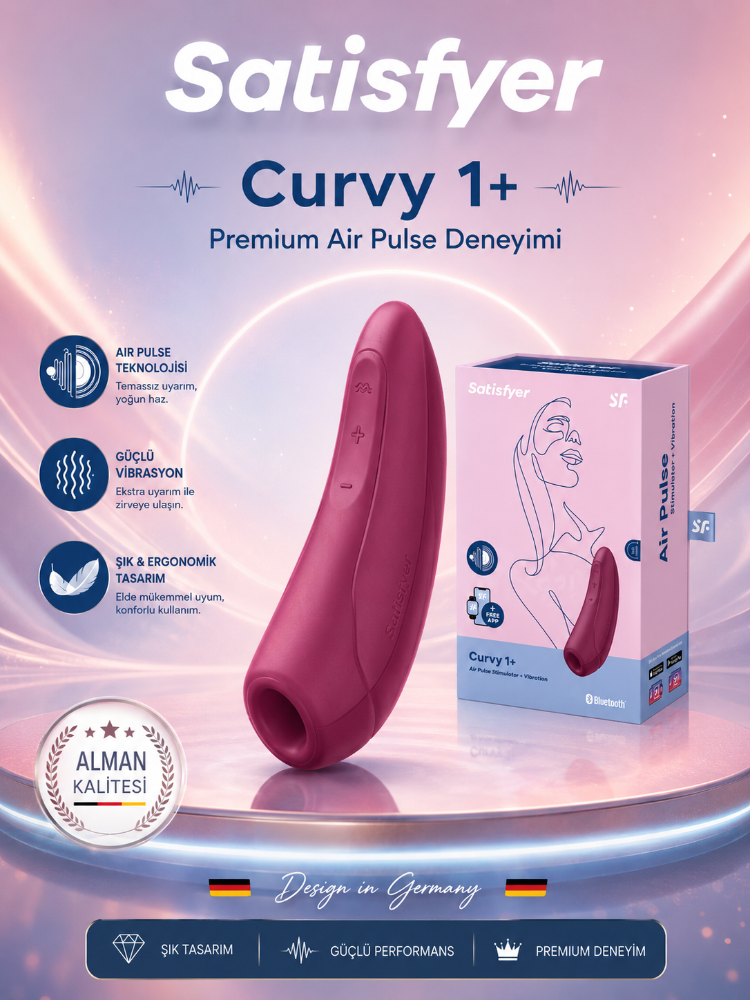 Satisfyer Curvy 1+ Rose Red Telefon Kontrol Air Pulse Vibratör