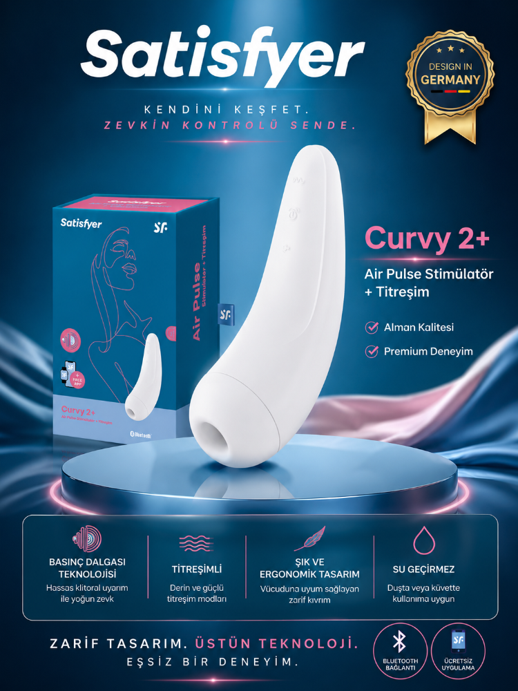 Satisfyer Curvy 2+ White Klitoris Stimülatörü ve App Kontrol Titreşimli Vibratör