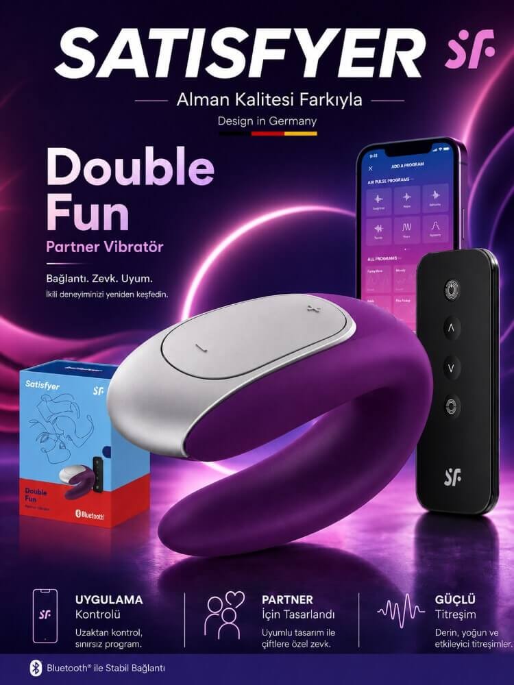 Satisfyer Double Fun Violet Telefon Kontrollü Çiftlere Özel Vibratör