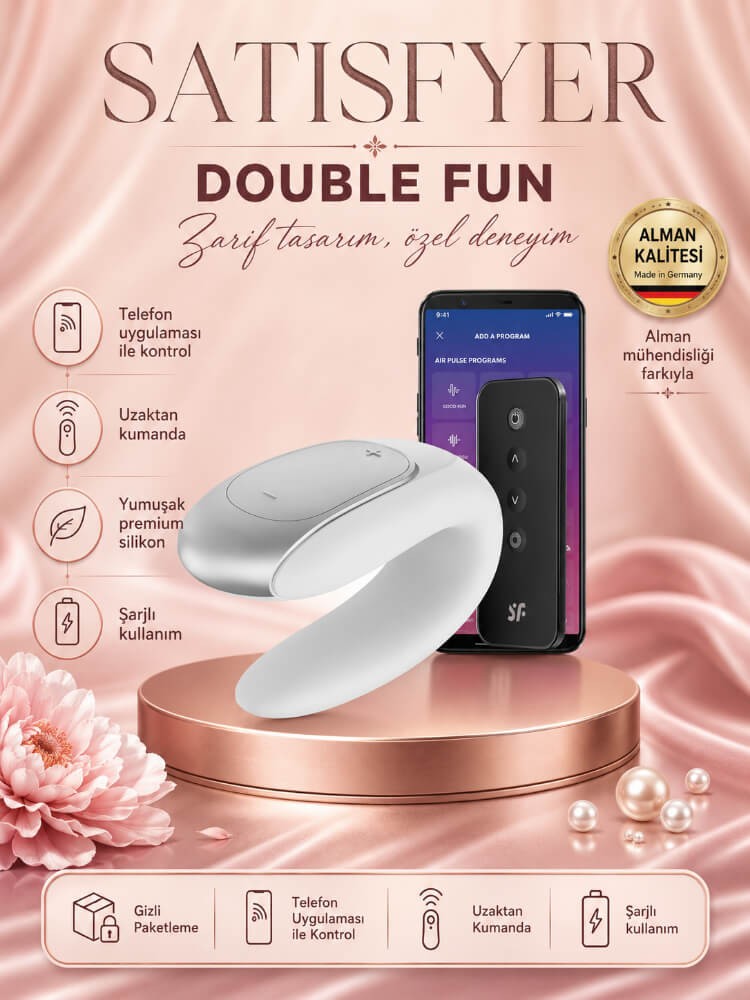Satisfyer Double Fun White Kumandalı ve Telefon Kontrollü Çiftlere Özel Vibratör