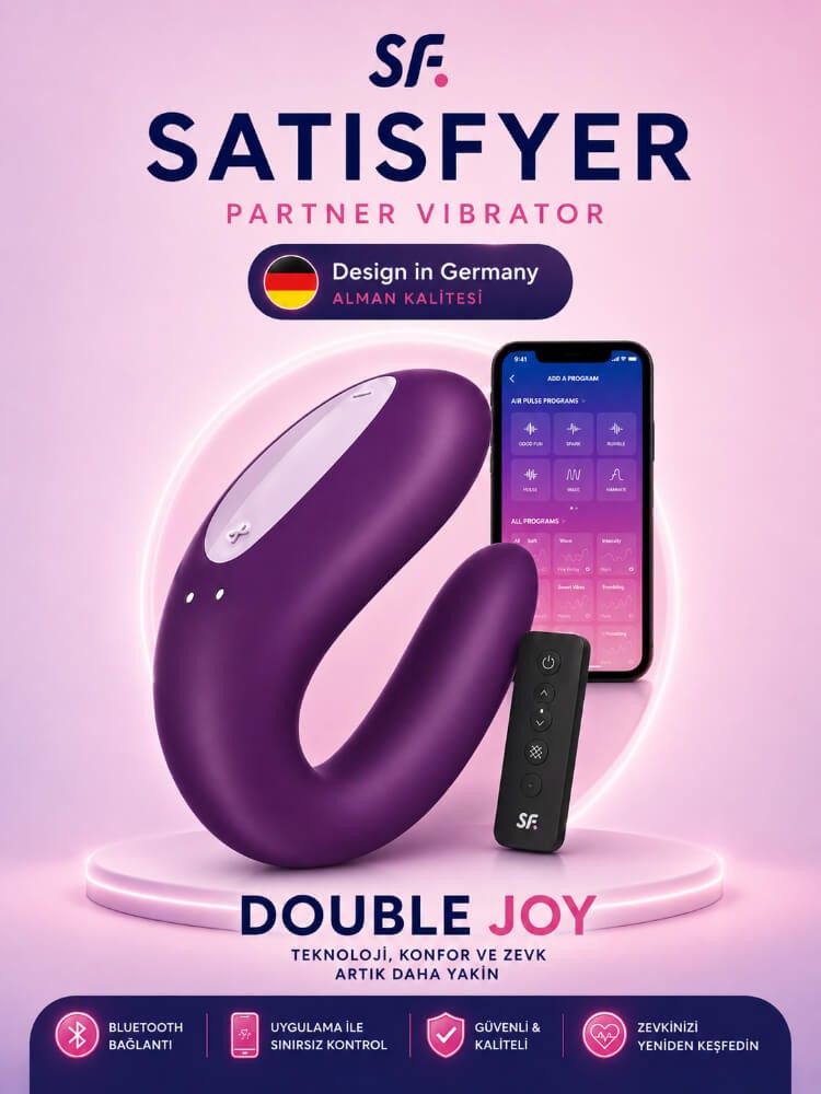 Satisfyer Double Joy Violet Telefon Kontrol Çiftlere Özel Vibratör	