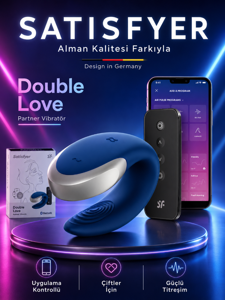 Satisfyer Double Love Blue Kumandalı ve Telefon Kontrollü Çiftlere Özel Vibratör