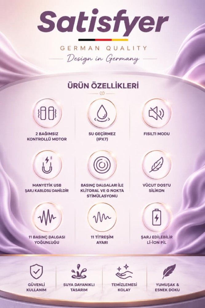 Satisfyer Dual Kiss Purple Emişli Ve Güçlü Titreşimli G-Spot Vibratör