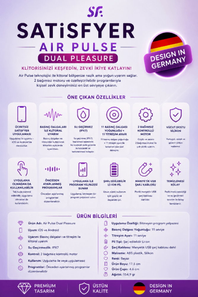 Satisfyer Dual Pleasure Titreşim&Emiş Modlu Telefon Uyumlu Vibratör