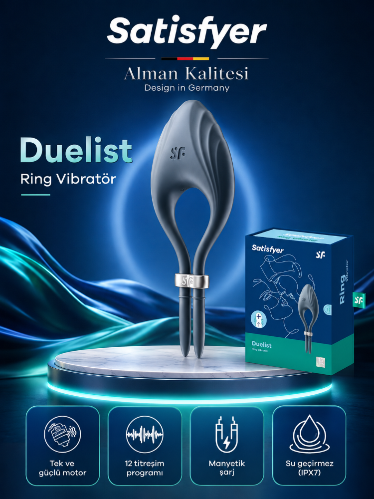 Satisfyer Duelist Dark Blue 12 Farklı Titreşim Modlu Penis Halkası 