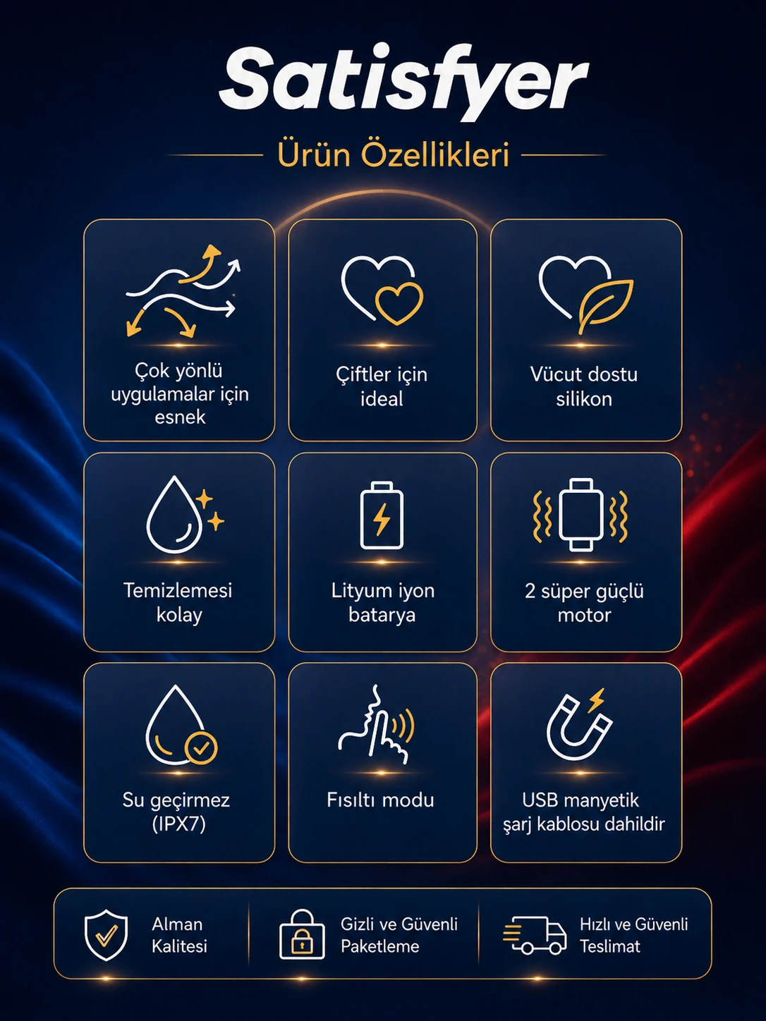 Satisfyer Elastic Game Dark Blue Güçlü Titreşimli Ultra Esnek Vibratör