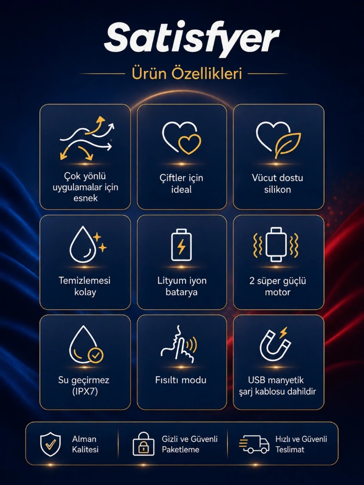 Satisfyer Elastic Game Dark Blue Güçlü Titreşimli Ultra Esnek Vibratör