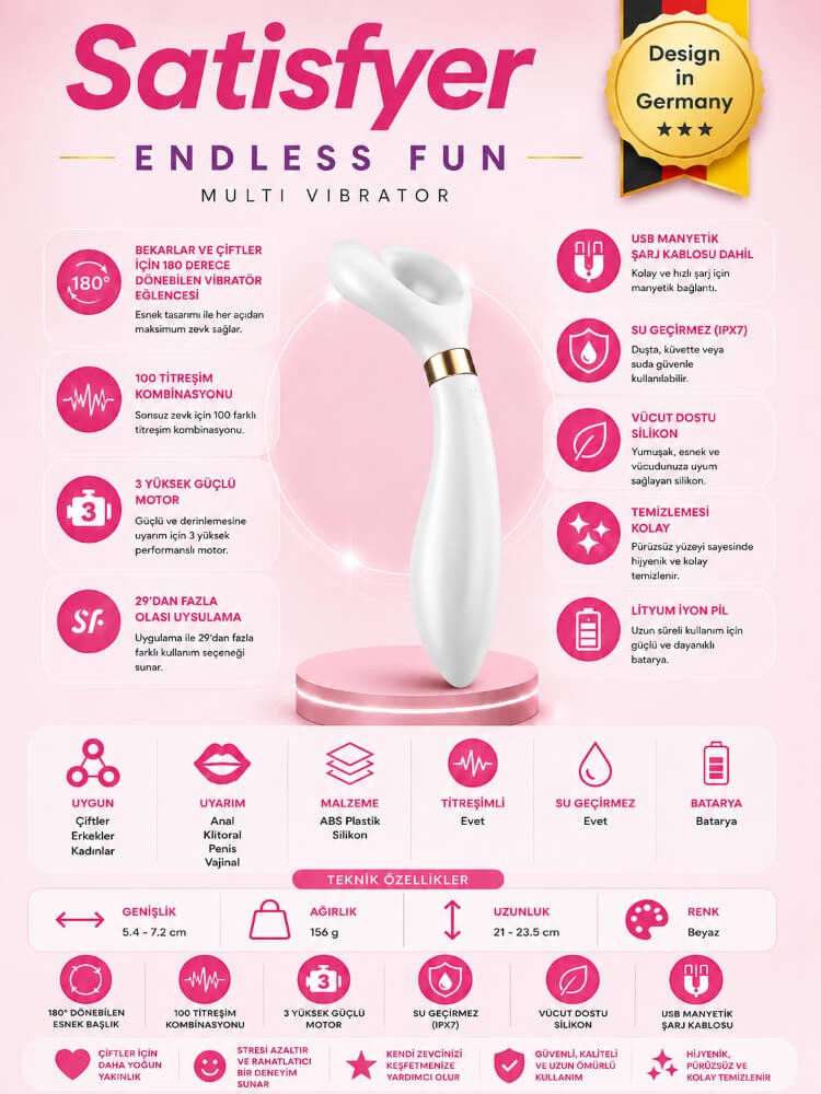 Satisfyer Endless Fun White Çiftlere Özel Multi Vibratör & Penis Halkası