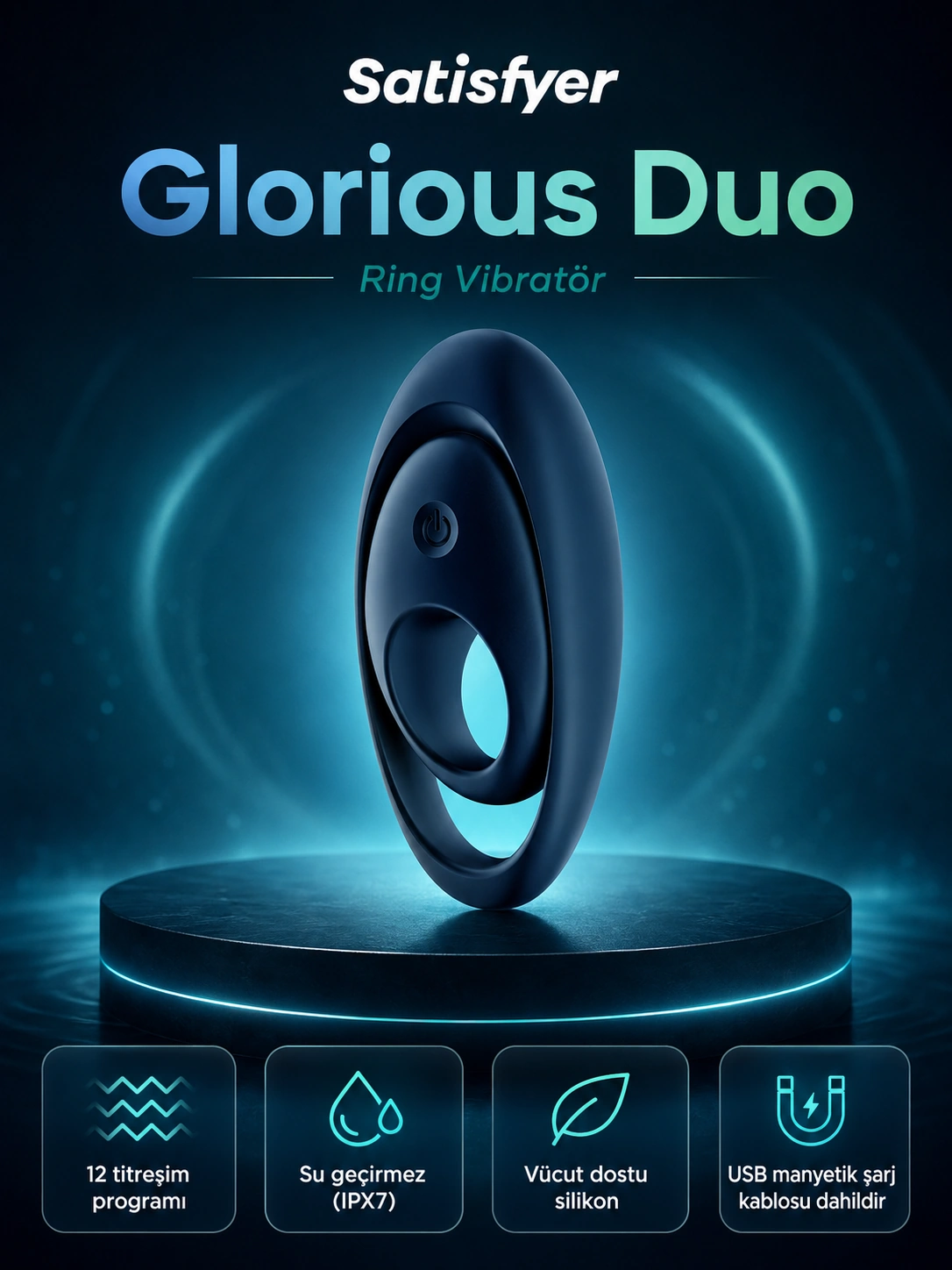 Satisfyer Glorious Duo 12 Farklı Titreşim Modlu Şarjlı Penis Halkası