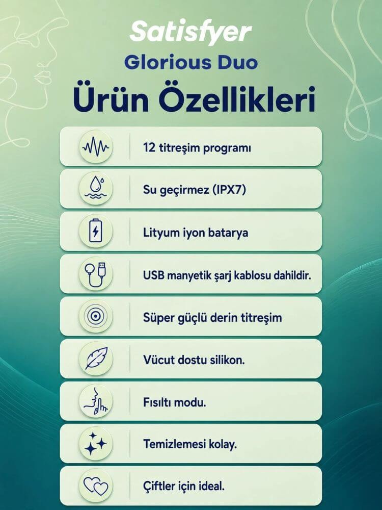 Satisfyer Glorious Duo 12 Farklı Titreşim Modlu Şarjlı Penis Halkası
