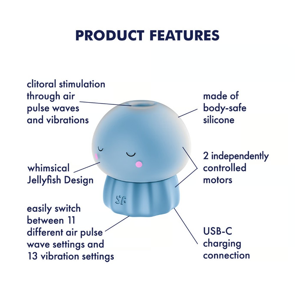 Satisfyer Jelly-cious USB-C Şarjlı Hava Dalgası ve Titreşimli Mavi Vibratör