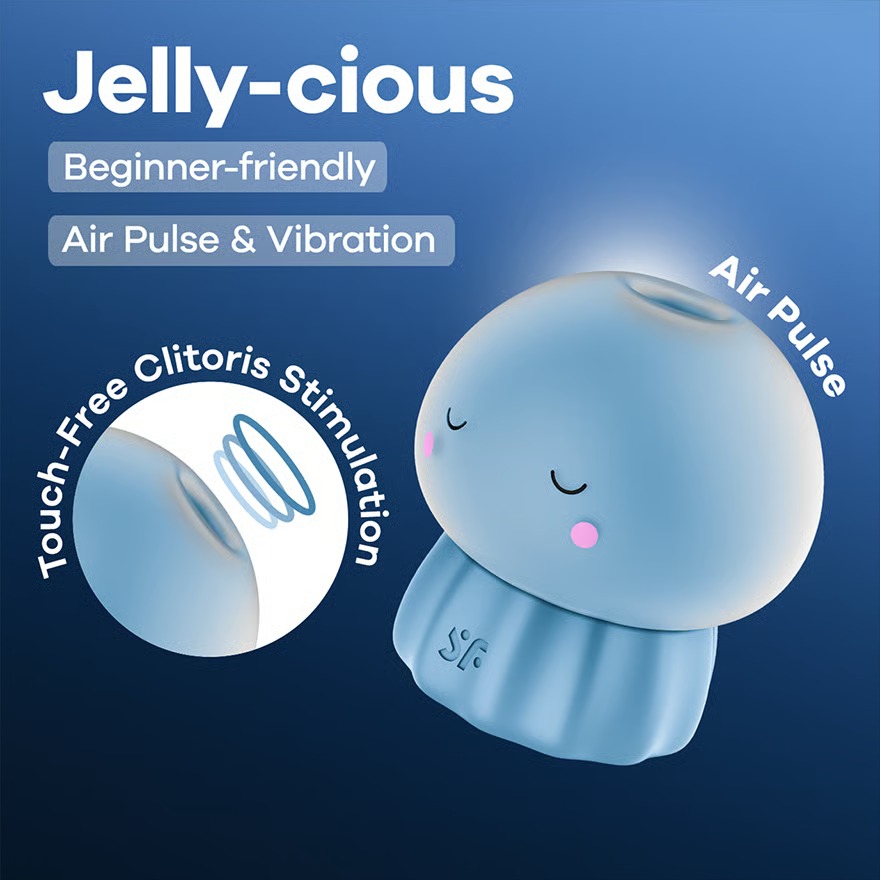 Satisfyer Jelly-cious USB-C Şarjlı Hava Dalgası ve Titreşimli Mavi Vibratör