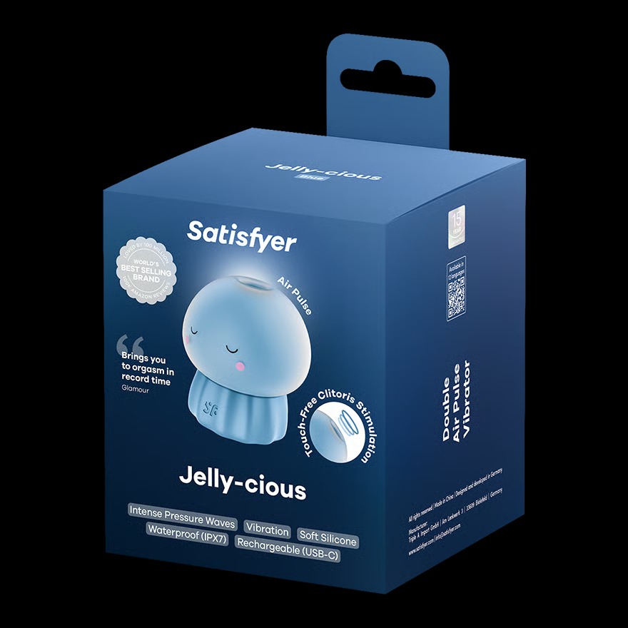 Satisfyer Jelly-cious USB-C Şarjlı Hava Dalgası ve Titreşimli Mavi Vibratör